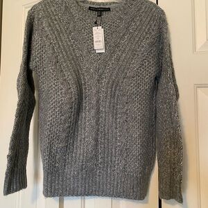 White House Black Market Silver-Tone Embellished Sweater